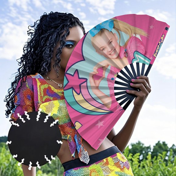 Jojo Siwa Abanico Plegable Chino Abanico De Mano De Poliéster Plegable Abanicos Para Baile Fiesta Hogar Adecuado Para Hogar Oficina Fiesta