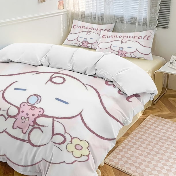 Cinnamoroll 3-Piece Twin Bed Set - Includes 1 Single Comforter And 2 Pillowcases Bedding - Fade Resistant Microfiber - Cinnamoroll