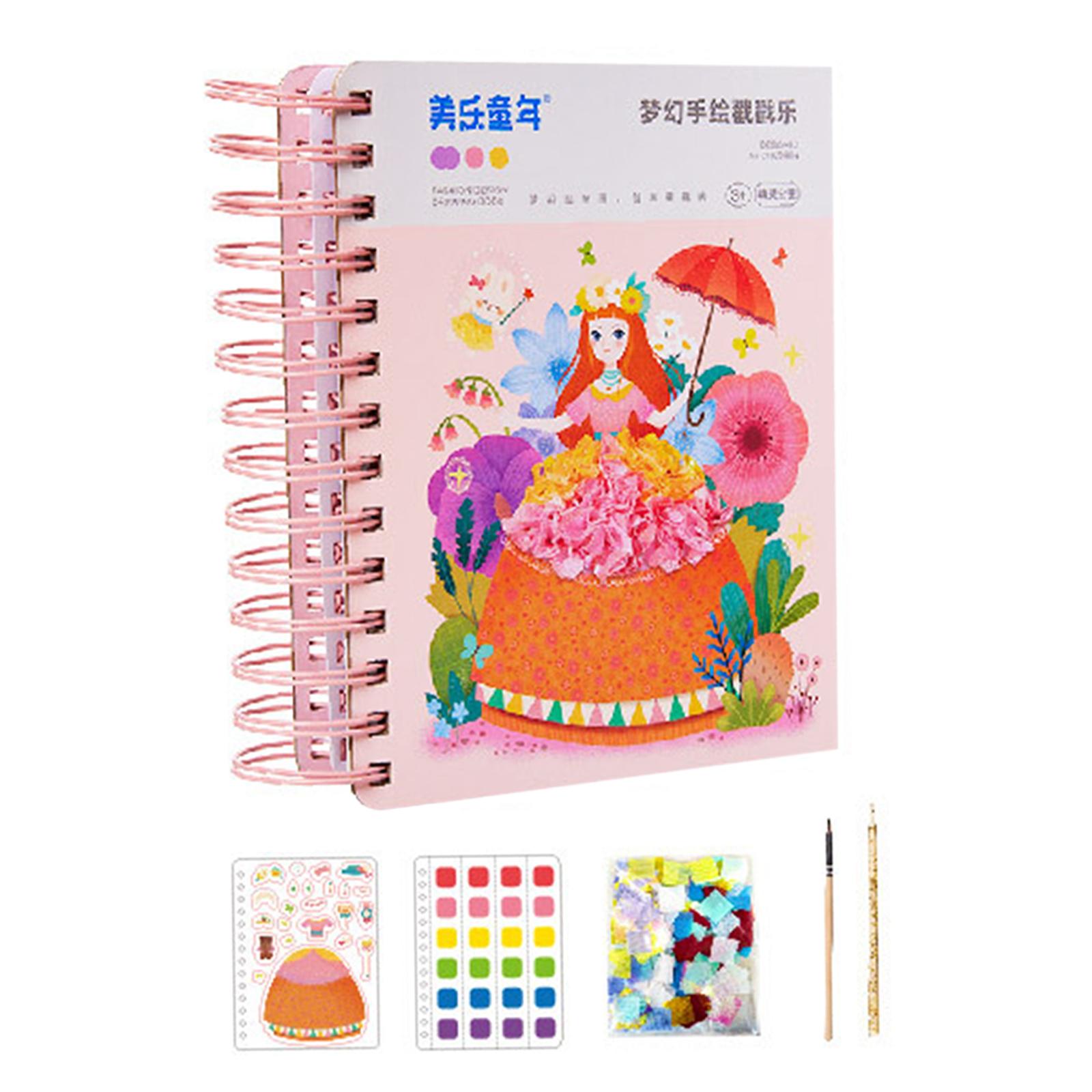 Magideal - Libro De Pegatinas De Vestir Para Niñas, Regalos De Disfraces Para Colorear Diy, Libro De Pegatinas Artesanales Para Viajes, Regalos De Cumpleaños, Ed