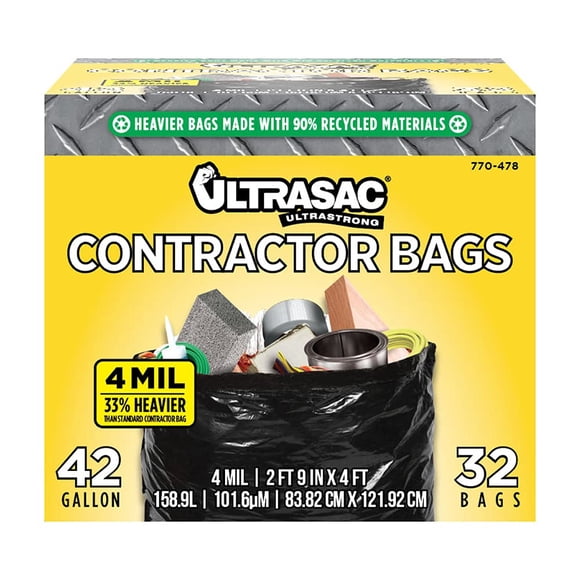 Bolsas de basura Ultrasac extra resistentes, 42 L, 4 mil, paquete de 32