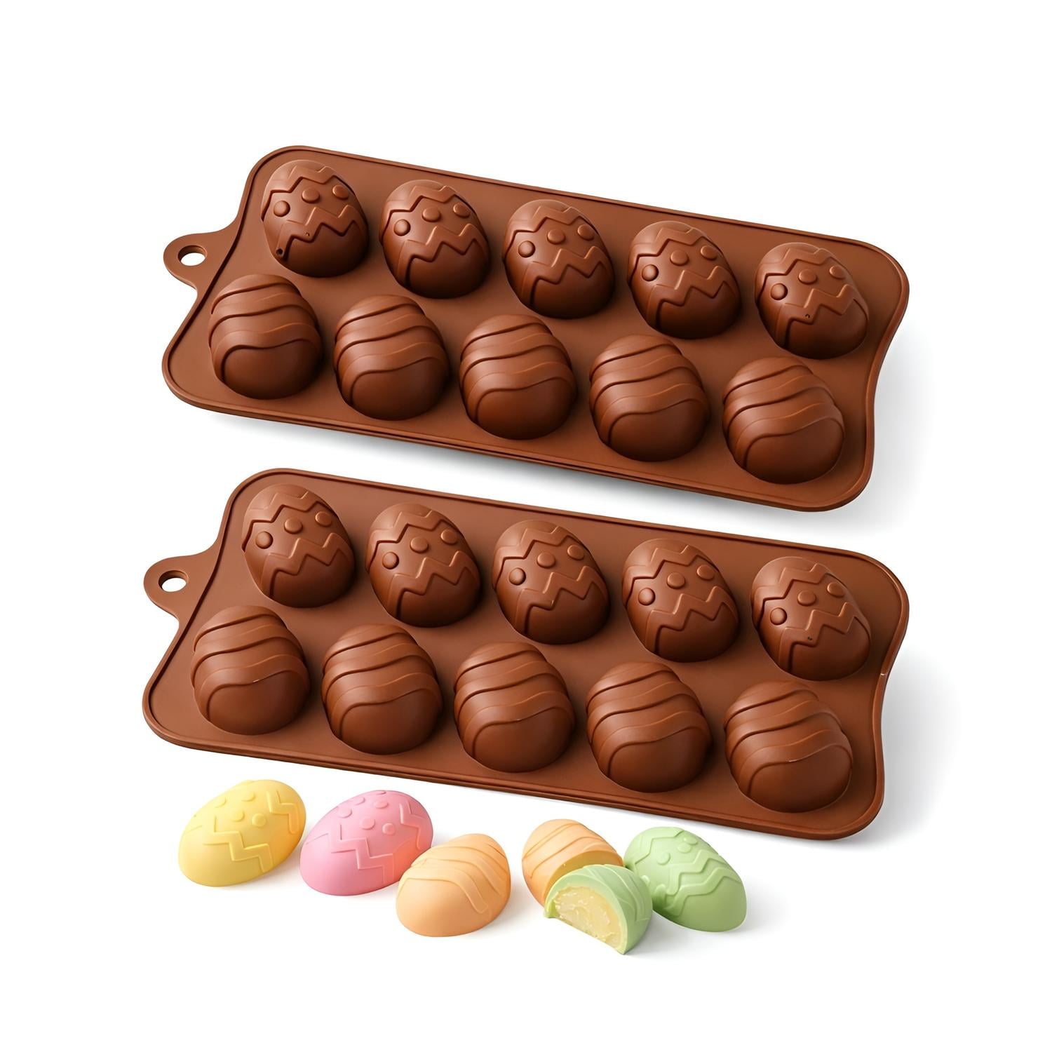 Pasteleriuscl - Set X2 Moldes De Huevitos 3d Molde De Silicona En Forma De Huevo Para Chocolate Moldes Antiadherente