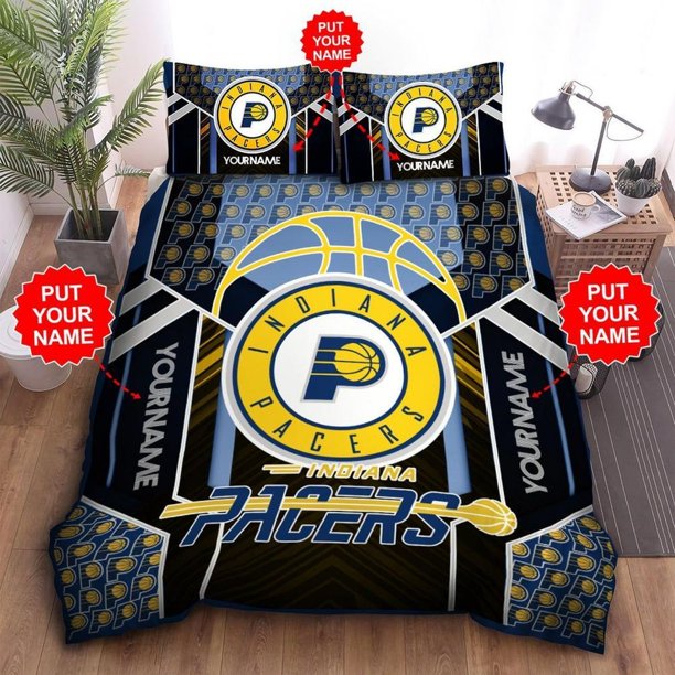 Custom Name Indiana Pacers NBA Fan Gift Quilt Duvet Cover Set Super 3-Piece Bedding Set