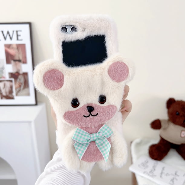 Cute Plush Fall/Winter Tootsie Bear Case For Samsung Galaxy Z Flip4, Flip3 5G And Flip5