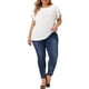 thumbnail image 2 of Agnes Orinda Blusa de Verano para Mujer Talla Grande de Trabajo con Mangas Cortas Plisadas Cuello Redondo Mangas de Tulipán 5X Blanca, 2 of 6