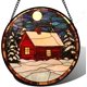 thumbnail image 1 of Colgante ventana vitral gran hamburguesa carne 20cm mono atrapasol puerta jardín cocina exquisito decoración Navidad regalo, 1 of 7