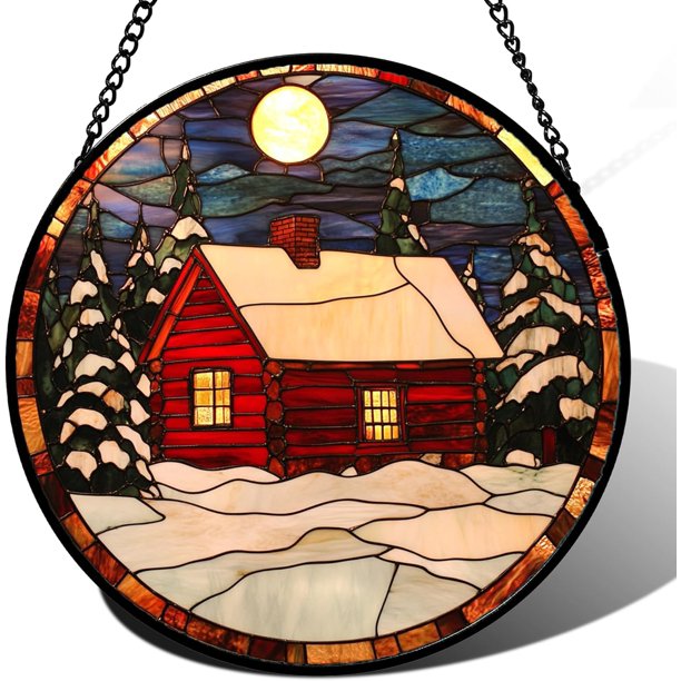Colgante ventana vitral gran hamburguesa carne 20cm mono atrapasol puerta jardín cocina exquisito decoración Navidad regalo