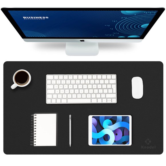 Desk Mat K KNODEL - Almohadilla de piel de PVC para oficina pequeña, color negro