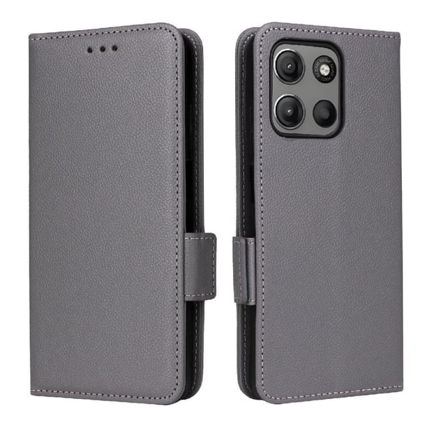 Funda Cartera para Motorola Moto G17 Tapa Flip con Ranuras y Soporte Gris