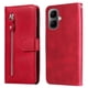 thumbnail image 4 of Funda tipo cartera para Infinix smart 10 4G con bolsillo con cremallera y ranuras para tarjetas – Función de soporte Rojo, 4 of 5