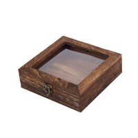 Bothyi - Vitrina De Exhibición De Muestras, Diseño Retro, Caja De Almacenamiento De Joyas De Madera Multifuncional, 15 Cm X 15 Cm X 4,5 Cm