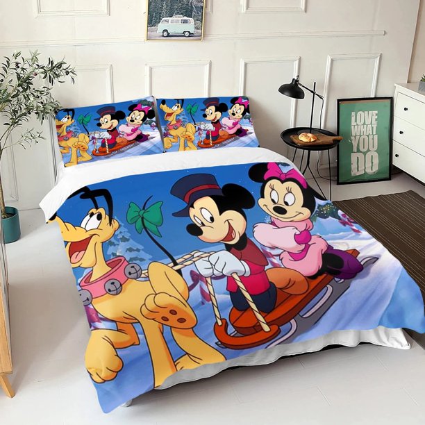 Mickey Mouse duvet cover pillowcase, boy and girl duvet cover gift, home room bedroom bedding set queen size double bed Bed Sheets