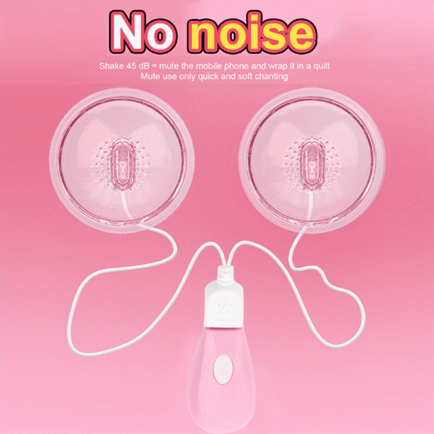 1 pair Breast Teaser Vibrating Nipple Suction Pump with Tongue Licking Massage - Enhance Breast Size and Stimulate Sexual Pleasure