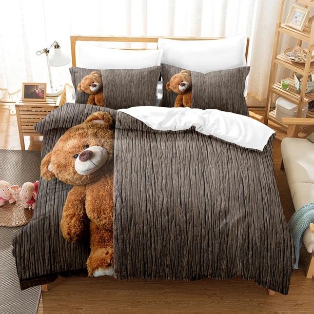Teddy Bear Bedding Set Duvet Cover Bed Set Quilt Cover Pillowcase Comforter Boys Adult Bedding Set