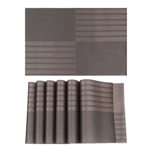 REGALWOVEN Juego de 6 Manteles para Decoración de Mesa de Comedor de Cocina Resistentes al Calor Manteles Limpiables Negro Arena 18*12in