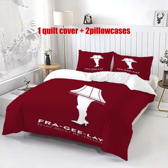 3pcs A Christmas Story Classic Movie Meme Themed Bedding Set Duvet Cover and Pillowcases