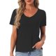 thumbnail image 1 of INSPIRE CHIC Camisetas de Mujer Manga Corta Básica Conjuntos Camisetas Cómodas Cuello en V Suave Casual Verano Pijama Tops S Negro, 1 of 4