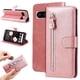 thumbnail image 1 of Funda tipo cartera para Google Pixel 7A con bolsillo con cremallera y ranuras para tarjetas – Función de soporte Rosa, 1 of 6
