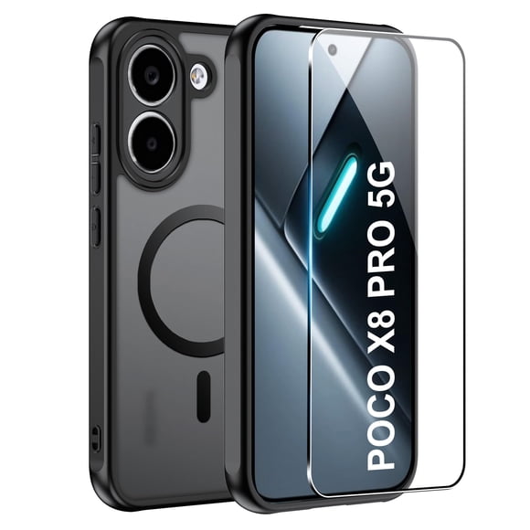 Funda Suttkue para Poco X8 Pro, Mate Translúcida Negra y Magnética