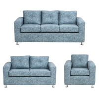 Muebles América - Living George 321 Cuero Auris Azul Claro