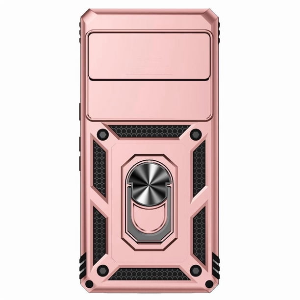 Funda Resistente Anillo Soporte Google Pixel 7 Pro Privacidad Cámara Montaje Magnético Oro rosa