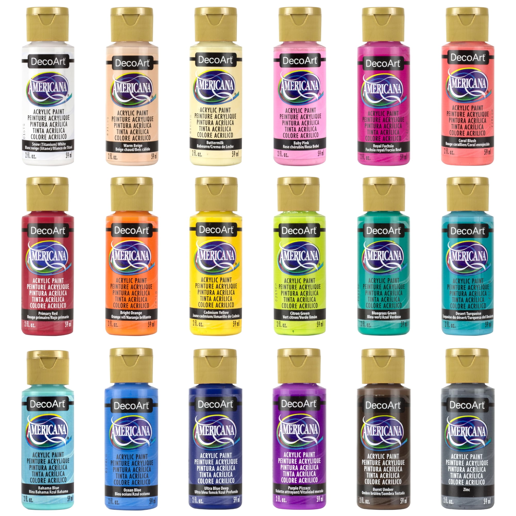 Set De Pintura Acrílica Decoart Americana, 18 Colores Populares, 60 Ml