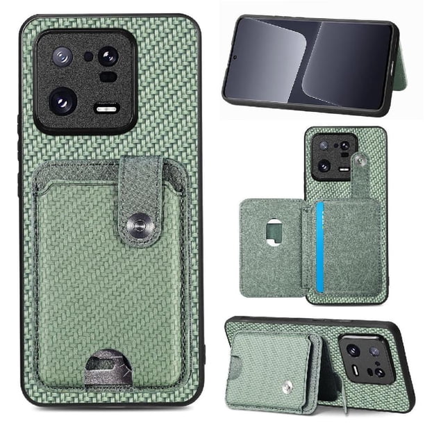 Funda Billetera Tejida para Xiaomi 13 Pro con Soporte y Tarjetero Verde