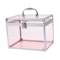Magideal - Estuche De Maquillaje Acrílico Transparente Con Asa Organizador Portátil Para Cosméticos Caja De Almacenamiento Elegante Y Polivalente Adecuado Para Rosa Claro