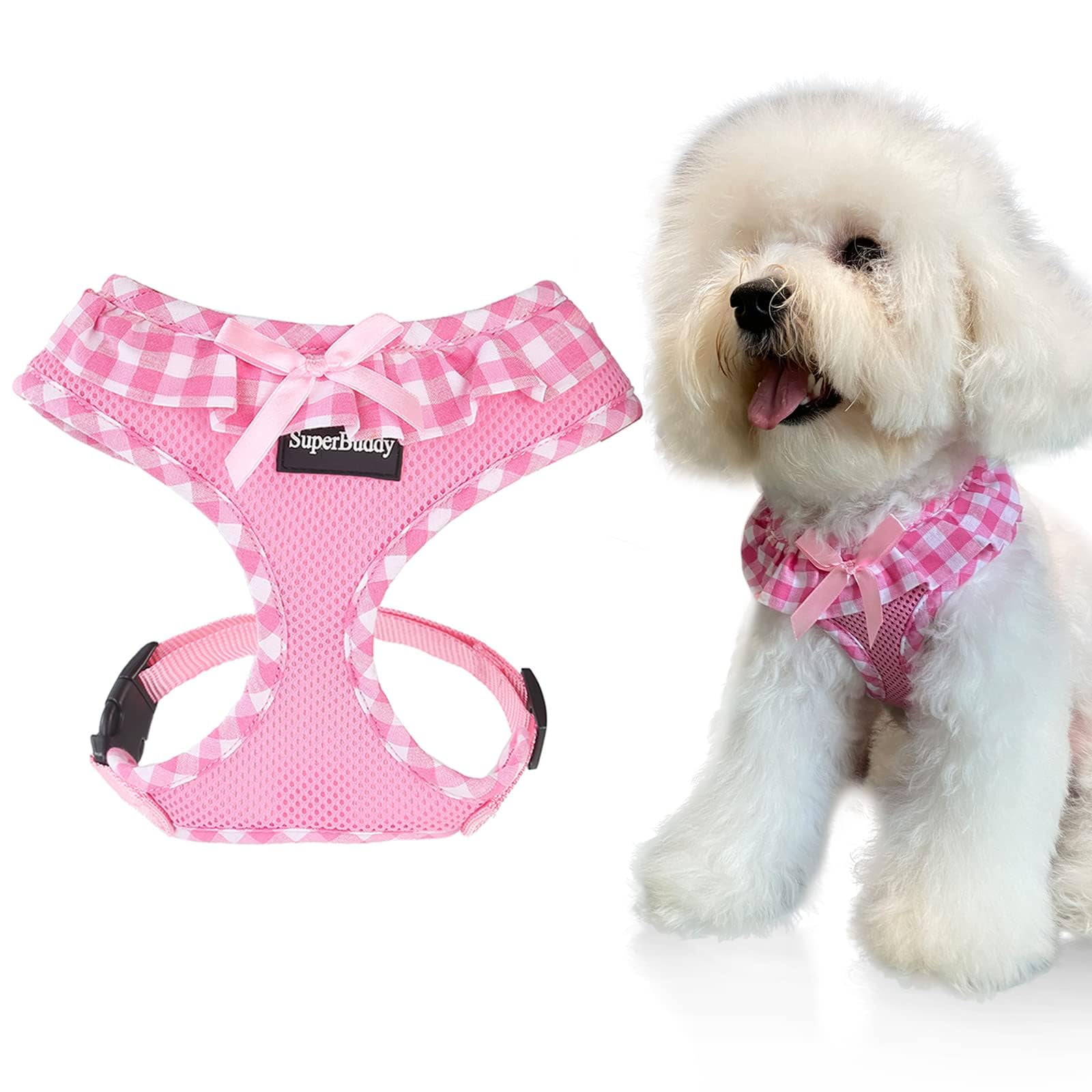 Arnés para perros SuperBuddy, malla suave mejorada, rosa, tamaño pequeño