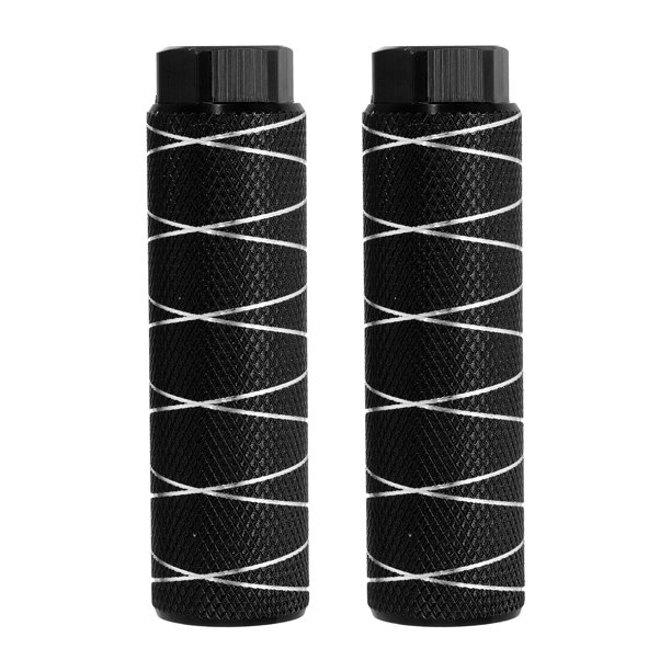 Uxcell 2 Paquete de Pivotes de Bicicleta de Aleación de Aluminio Antideslizantes Ajuste de 3/8 pulgadas con Línea Delgada Negro Oscuro