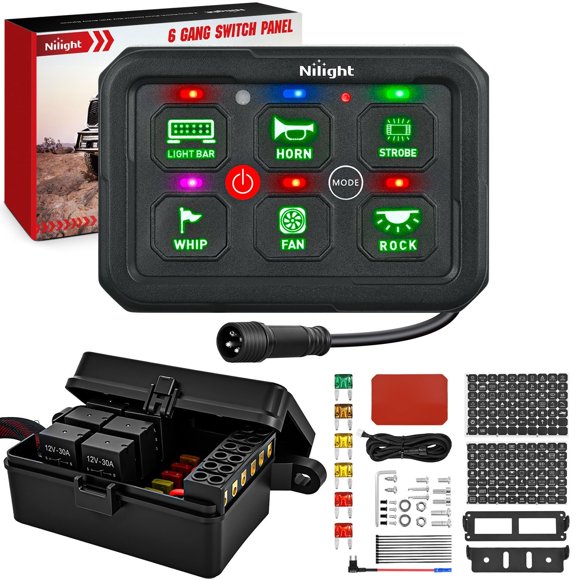 Nilight Sistema de Panel de Interruptores de 6 Canales con Relés 12V-24V para Automóvil y SUV