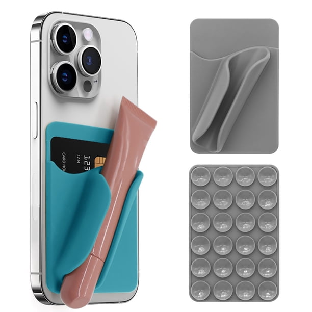 Ventosa Tipo Silicona Labial Lip Glaze Funda Teléfono Móvil Soporte Teléfono Móvil Funda Protectora Soft Shell Funda Protectora Teléfono-Gris