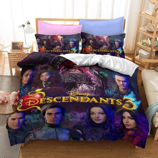 Descendants 3 Bedding Set,TV Shows Descendants Bedding,Boys Girls Twin Size Quilt Cover, Duvet Cover Bed Sheets