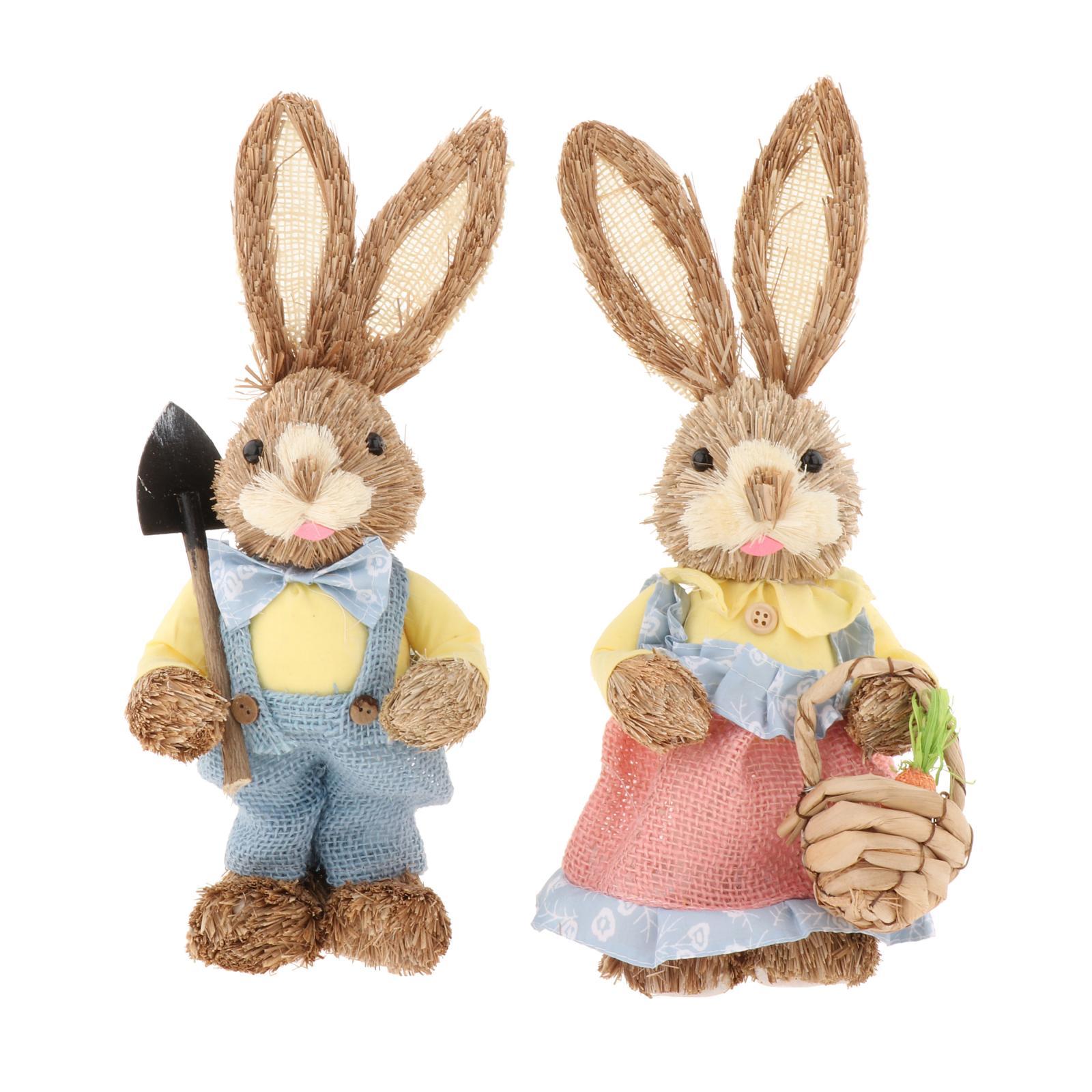 Ioensy - Conejito De Paja De Pascua 35Cm Suministros Para Fiestas De Animales Para Escritorio De Vacaciones Interior Amarillo