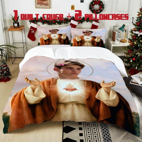 3pcs Andrea Arru Jesus Style Printed Bedding Set Soft Duvet Cover with 2 Pillowcases All Season Comfort