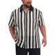 thumbnail image 1 of INSPIRE CHIC Camisas de Verano de Manga Corta con Botones a Rayas para Hombre Grande y Alto 3XL Negro, 1 of 5