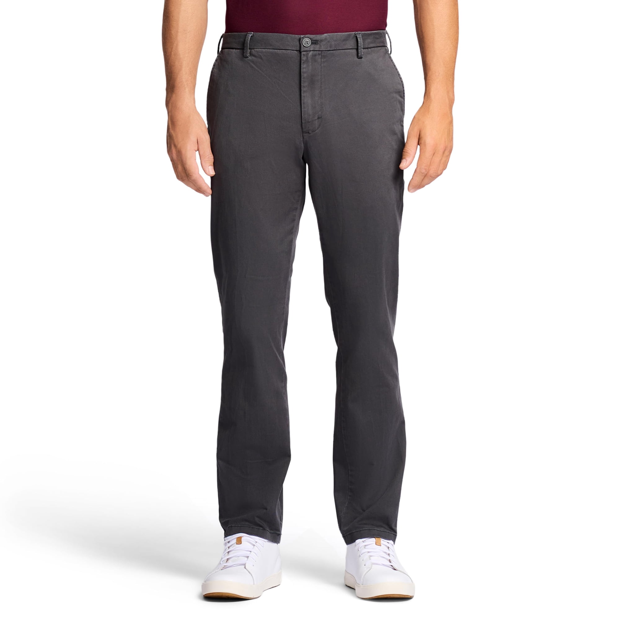 Pantalones Chinos Izod Saltwater Stretch Flat Front Para Hombre, Asfalto