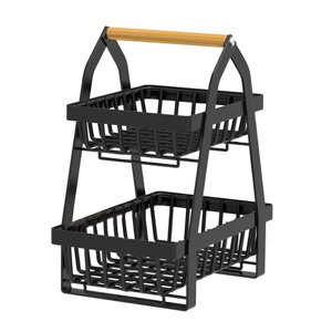 Magideal - Encimera De De De 2 Niveles Para Cocina, De Pan De Verduras Soporte De Almacenamiento De Frutero, De Alambre Rectangular De