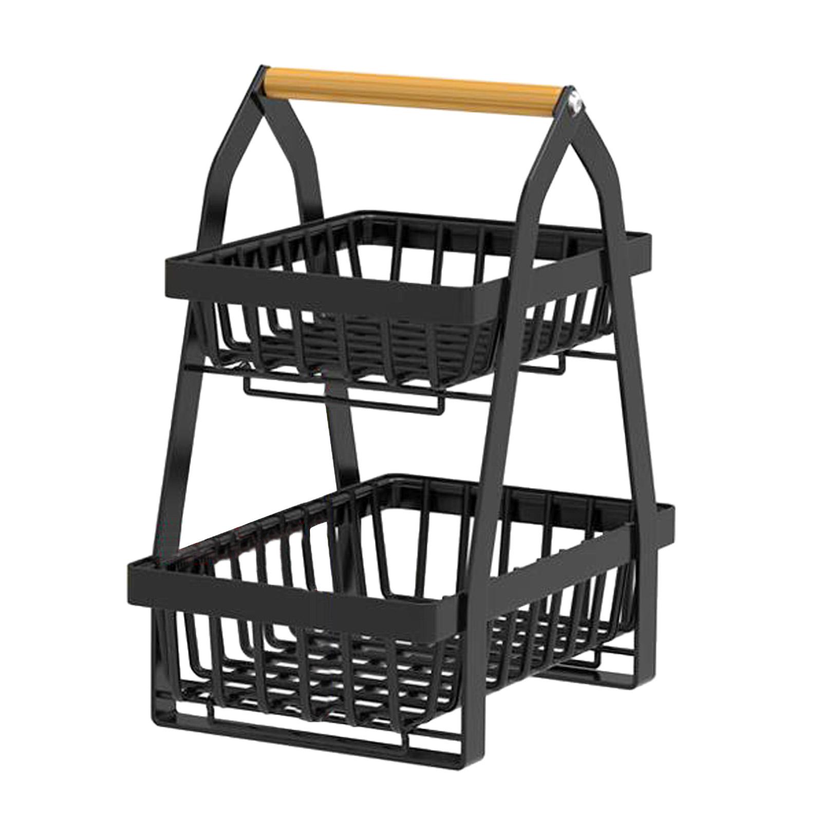 Magideal - Encimera De De De 2 Niveles Para Cocina, De Pan De Verduras Soporte De Almacenamiento De Frutero, De Alambre Rectangular De