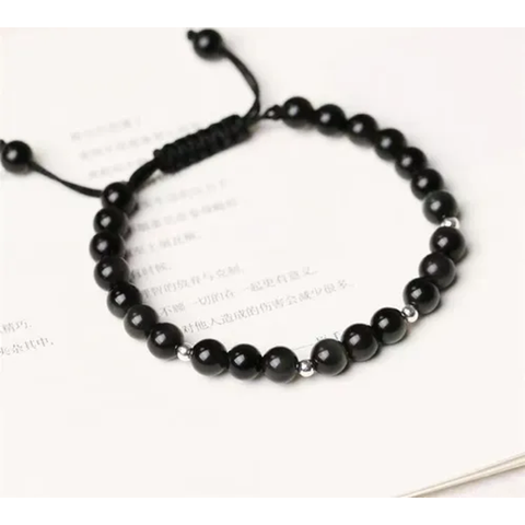 Genérico - Pulsera Plata Turmalina Negra Con Caja