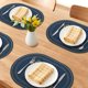 thumbnail image 2 of REGALWOVEN Manteles Ovalados Rústicos Juego de 4 Manteles de Algodón y Lino para Decoración de Mesa de Comedor Lavables Mantel de Mesa de Cocina Limpieza con Paño Azul Marino 45x32cm, 2 of 6