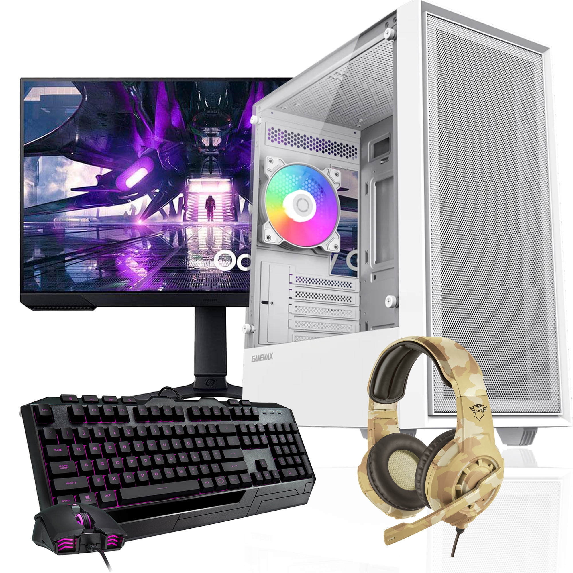 Pc Gamer Blanco + Monitor 24 + Perif: Amd Ryzen 7 5700 32Gb 1Tb Gtx 1650 Wifi