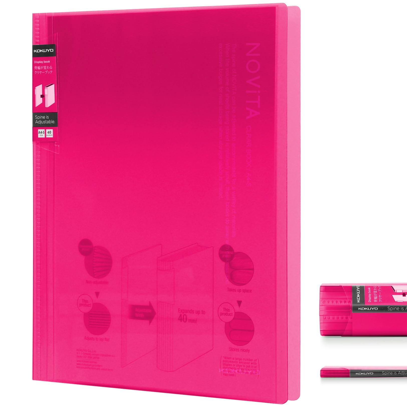 Carpeta Art Portfolio Kokuyo Ra-n40p Con 40 Compartimentos A4, Color Rosa