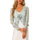 thumbnail image 1 of INSPIRE CHIC Bolero de Encaje Floral para Mujer con Dobladillo Volante, Cárdigan Recortado con Lazo Frontal, Cubierta Ligera de Verano Gris L, 1 of 6