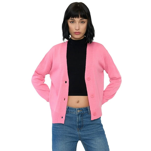 Sweater Mujer Cárdigan Regular Rosado Corona