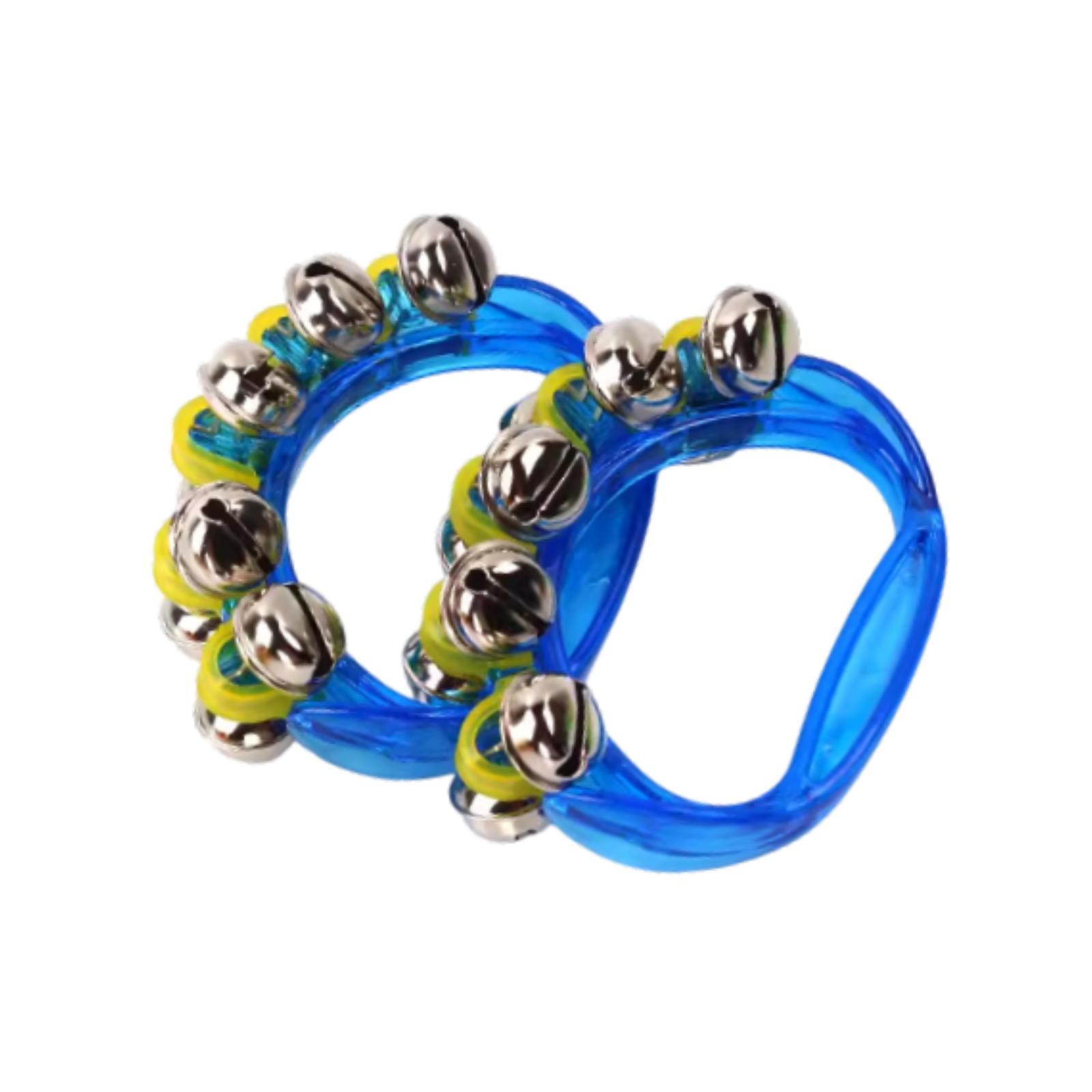 Magideal - 2 Mini Panderetas Para Hacer Ruido, Instrumento Musical Rítmico, Campanas De Pandereta De Mano, Campanas De Mano Para Ktv, Jardín De Infantes Benéfico Azul