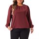 thumbnail image 1 of Agnes Orinda Conjuntos de Halloween Blusas de Talla Grande para Mujeres Cuello Redondo Plisado Trabajo Oficina Camisas de Manga Larga 4X Burdeos, 1 of 6