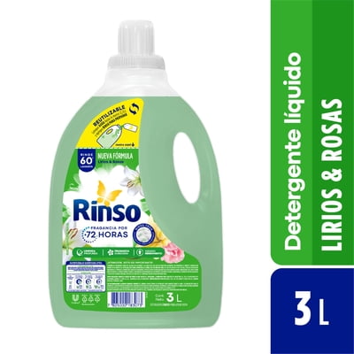 Detergente Líquido Lirios Y Rosas Botella 3 L Rinso