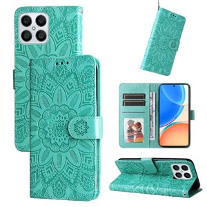 Funda Tipo Cartera Foxdock Para Honor X6 , Diseño Girasol En Relieve, Cuero Pu, Cierre Magnético, Soporte Y Tarjetero