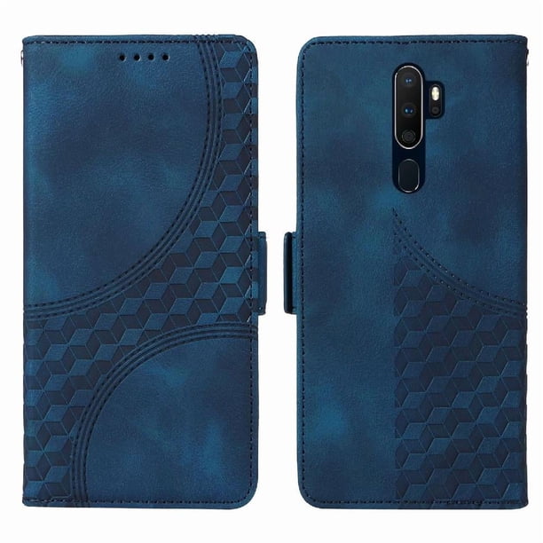 Carcasa FOXDOCK OPPO A5 2020 de cuero PU, diseño acolchado clásico, protección contra caídas y rayones