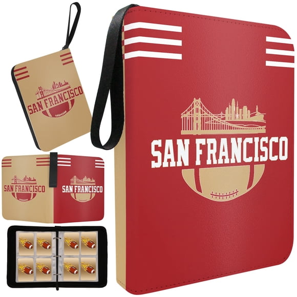 KivolFun Álbum para tarjetas de fútbol de San Francisco con fundas, 400 bolsillos, 3 anillas, impermeable, resistente al polvo y duradero